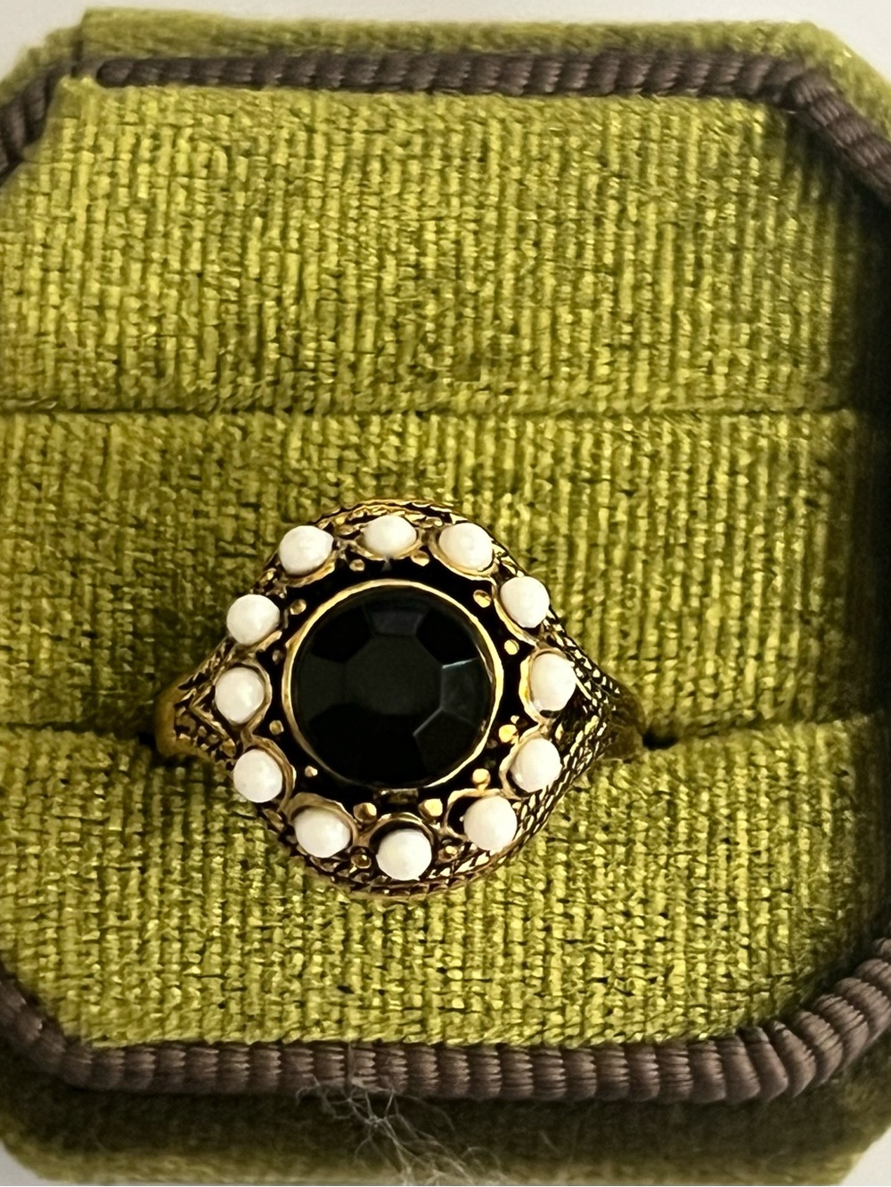 Vintage/Bohemian Design Stainless Steel Golden w/ Gemstones Statement Ring S 6